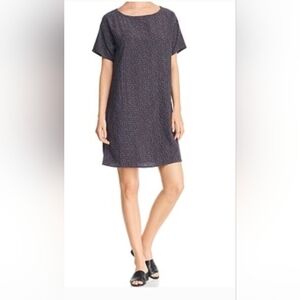 Eileen Fisher Morse Code Shift Dress Sz XL Extra Large Midi